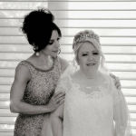 bridal hairstyle half up half down with jewellery