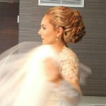 bridal hairstyle chignon with curls romantic