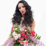 bridal hairstyle soft long curls with floral bouquet