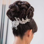 bridal hairstyles updo with crystal hair jewellery