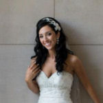 bridal hairstyle long loose curls with crystal headpiece