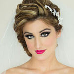 bridal hairstyles half up with crystla hair clip and cathedral veil