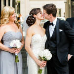bridal party hairstyles chignon with crystal pins