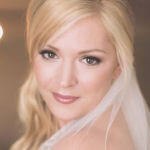 bridal hairstyle blonde swept back hair with veil