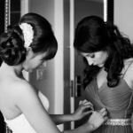 bridal hairstyle curly bun with jewellery