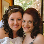 bridal party hairstyles loose curls and floral bouquets