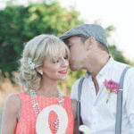 bridal hairstyle medium length with curls and crystal clip